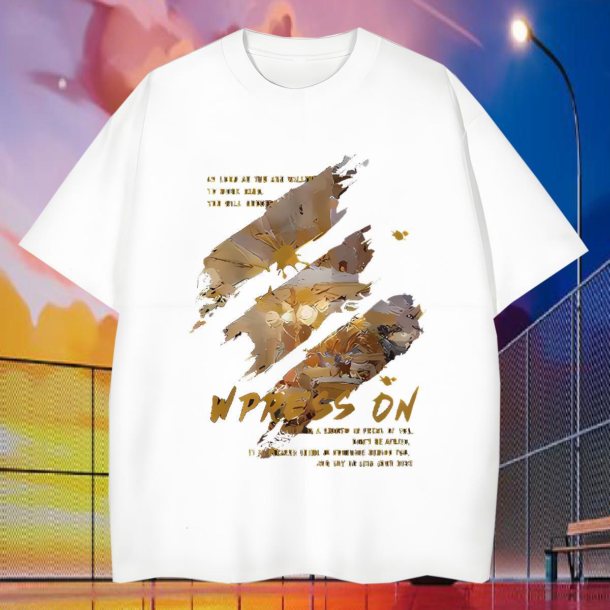 DIY Customized painting Men Tshirts 230g 100% Cotton T-Shirts Anime Print Anime Printing Street Breathable Soft Free Shipping Clothes