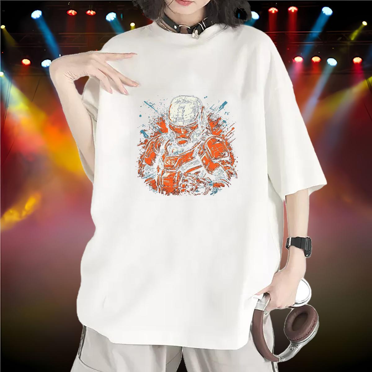 2024 Designer Women T Shirts Breathable Crew Neck 100% Cotton 230g Unisex Tshirts Cartoon Printing L-4XL ET Sports Street Wear Brand Tops Shirt