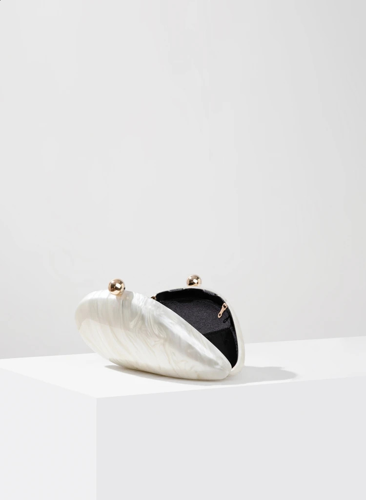 Shell clutch bag acrylic egg womens wedding night party cute ivy pearl wallet handbag summer 240822