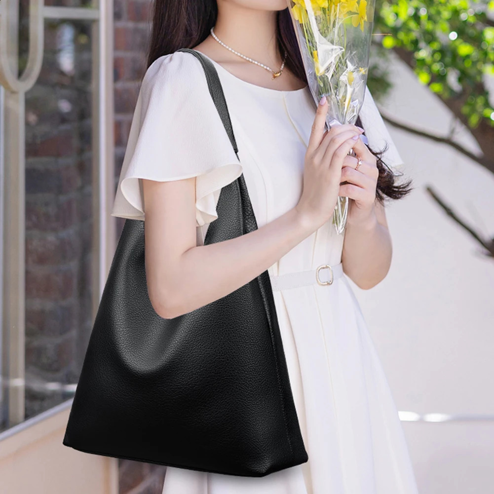 Hobo Women PU New Leather Adjustable Strap Shoulder Solid Crossbody Bag Slouchy Tote Purse for Travel Commuting 240822