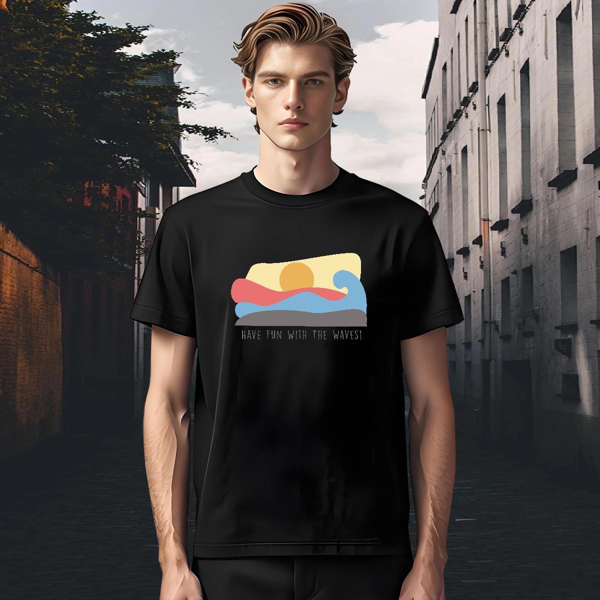Classic Men Tees Summer Casual 100% Cotton 230g Cartoon Printing L-4XL O-Neck Short Sleeve beach T shirt 2024 DIY Polos