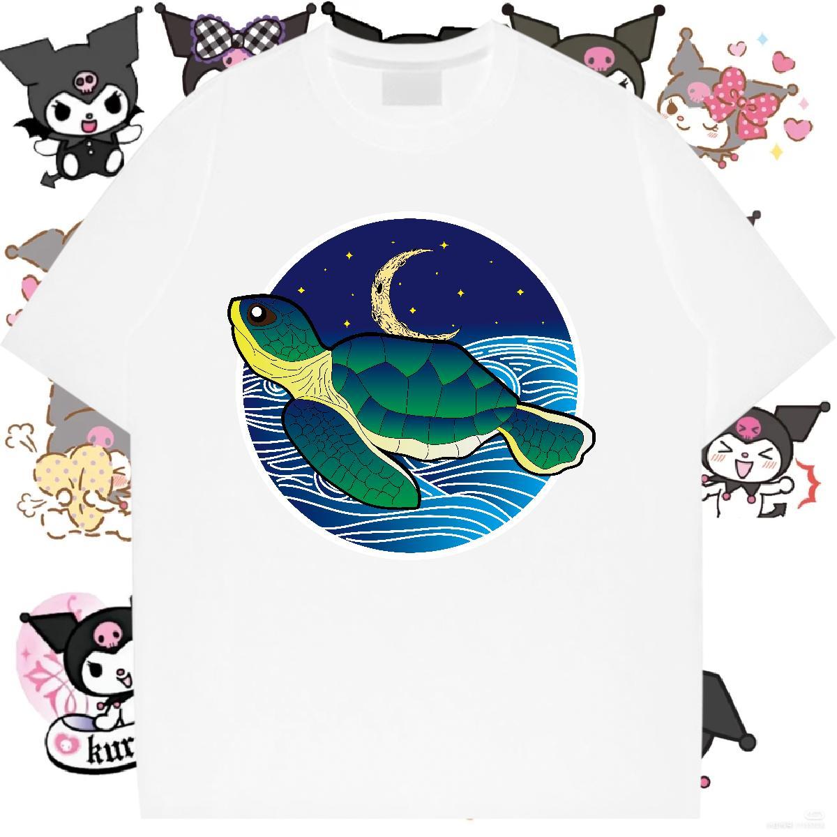 Custom T-Shirts for Women Round Neck Short Sleeve 230g Pure Cotton Women Tshirts Custom Printed tortoise Daily Outfit Wholesale Tops Shirt