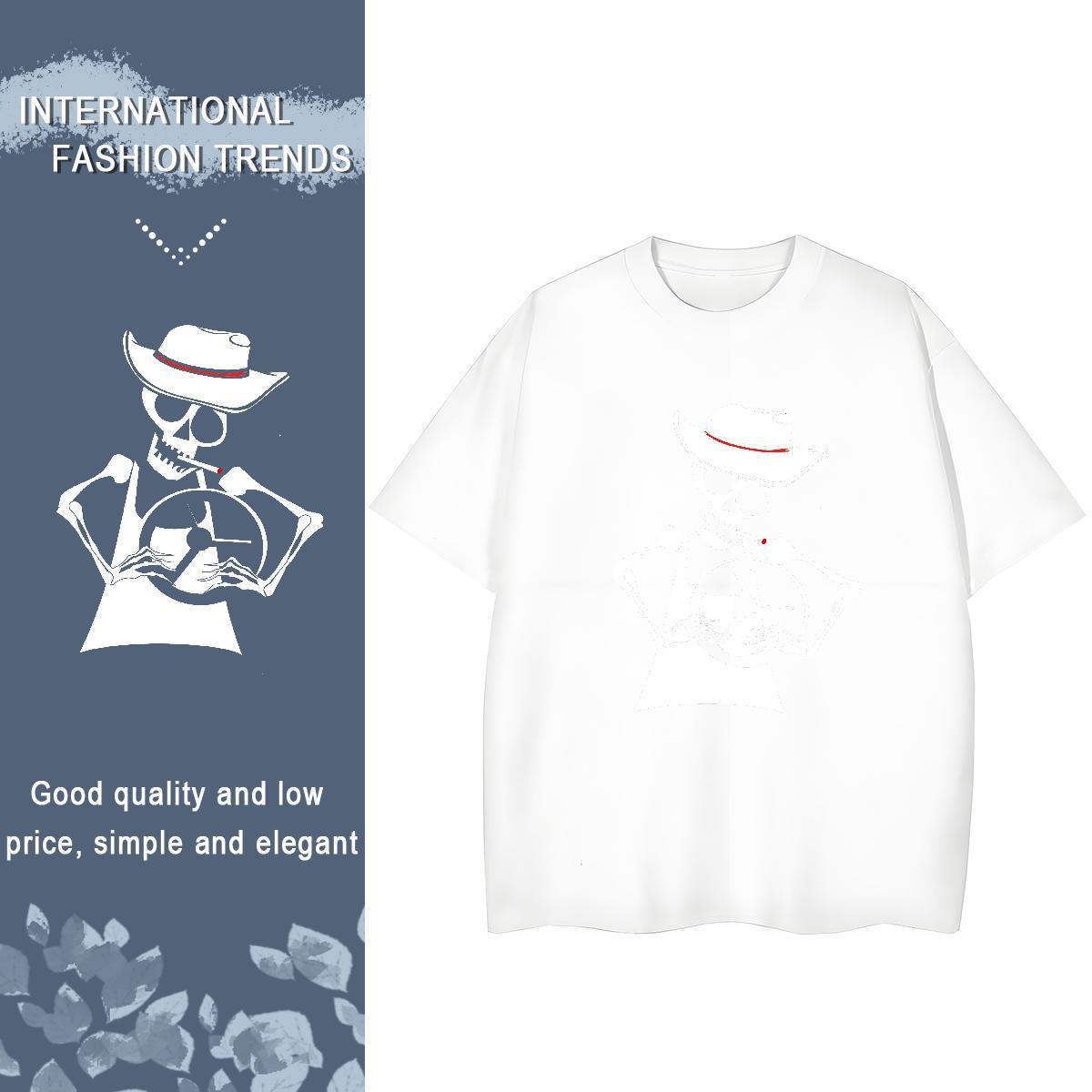TOP Quality T shirt 100% Cotton 230g Crew Neck Sport skull Women Tshirts Wholesale Plus Size Custom Clothes
