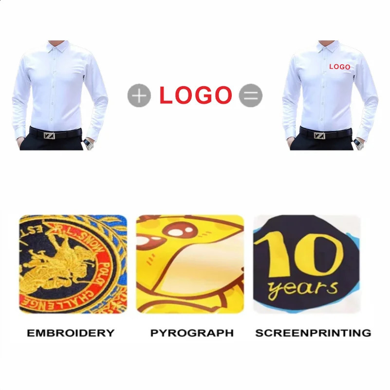 Mens Long Sleeve Business Shirt Quick Dry Breathable Work Shirt Custom Degisn Company Print Embroidery 240822