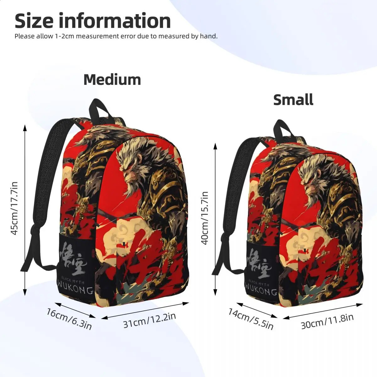 Black Myth Wukong Monkey King Backpack Mens High School Business Game Chinese Laptop Shoulder Bag 240822