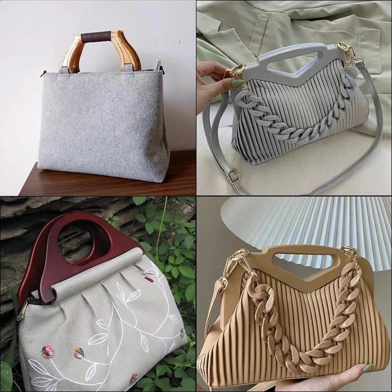 1-2-10 pieces of solid wood bags with various shapes handle replacement DIY handbag wallet woven bag classic accessories 240821