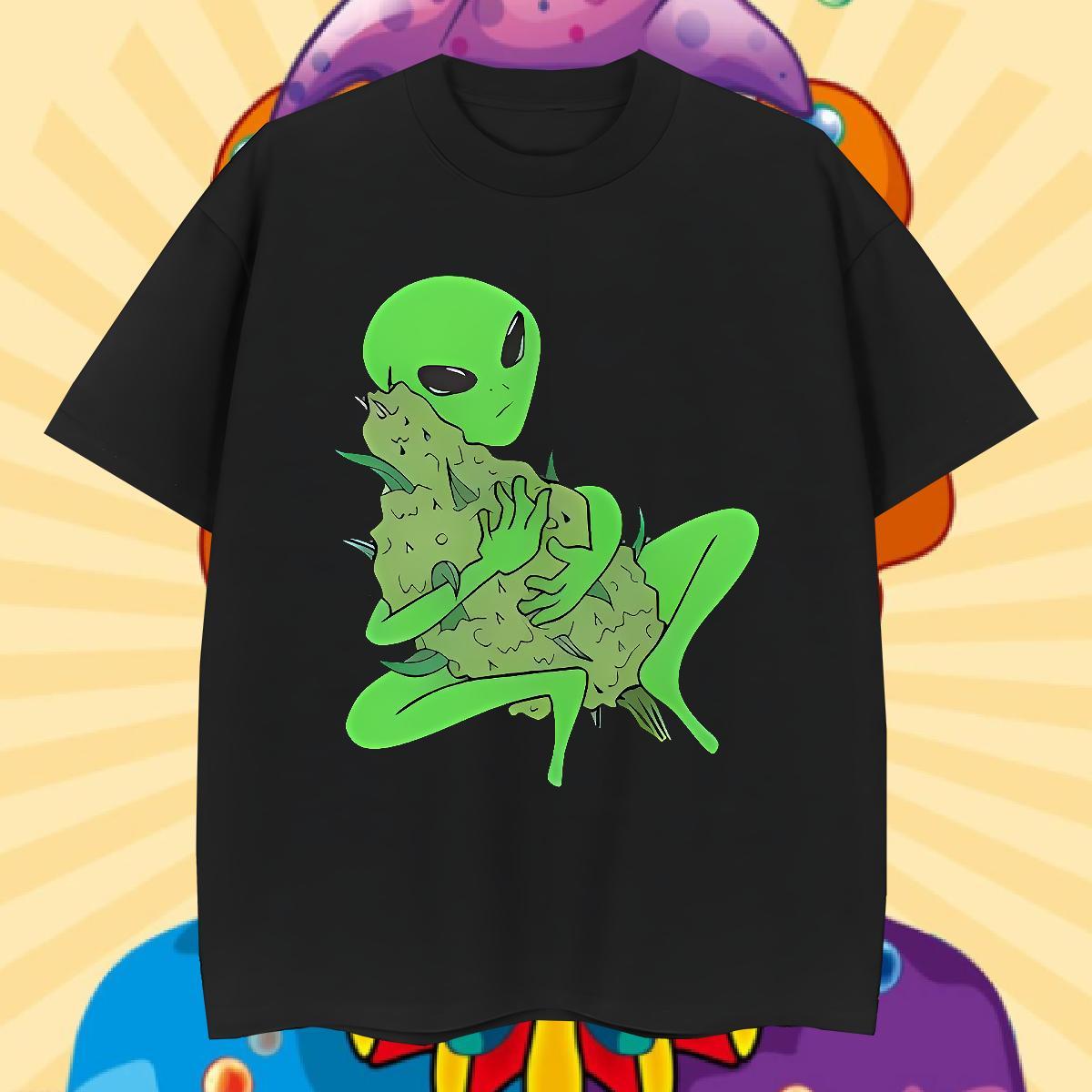 Classic extra-terrestrial Men Clothes T-Shirt 100% Cotton 230g T-Shirts Floral Print Beach Short Sleeve Soft Cool Design Tops