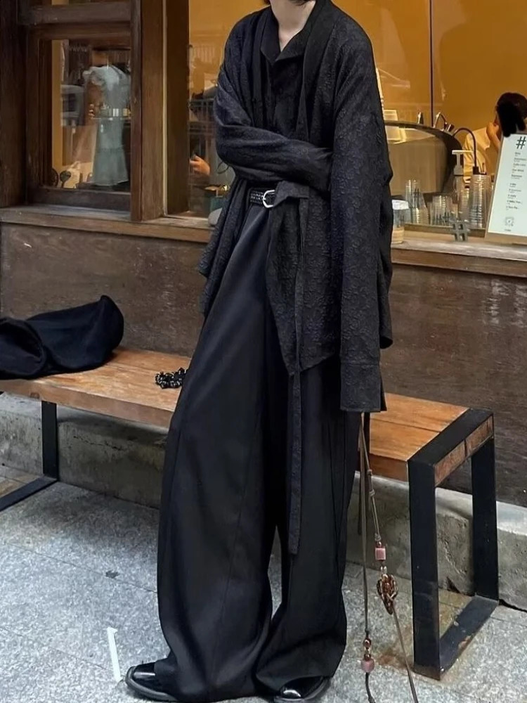 ADAgirl Vintage Japanese Style Woman Baggy Suit Pants Y2k Pleated Black Harajuku Gothic Korean Fashion Streetwear Summer Bottoms 240821
