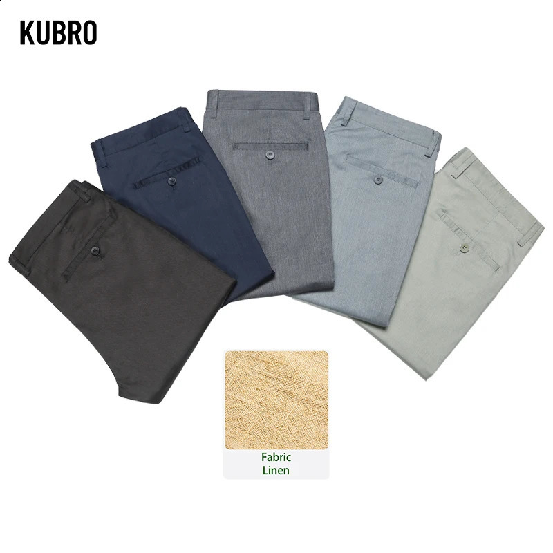 KUBRO Mens Cotton Linen Pants Loose Cool Casual Long Pants Elastic Long Pant Casual Large Size Streetwear Lightweight Trousers 240822