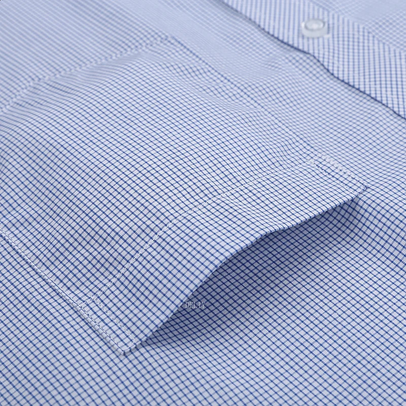 Mens 100% pure Cotton Long Sleeve Print/striped Basic Dress Shirts Single Patch Pocket Business Standard-fit Office Shirt 240822