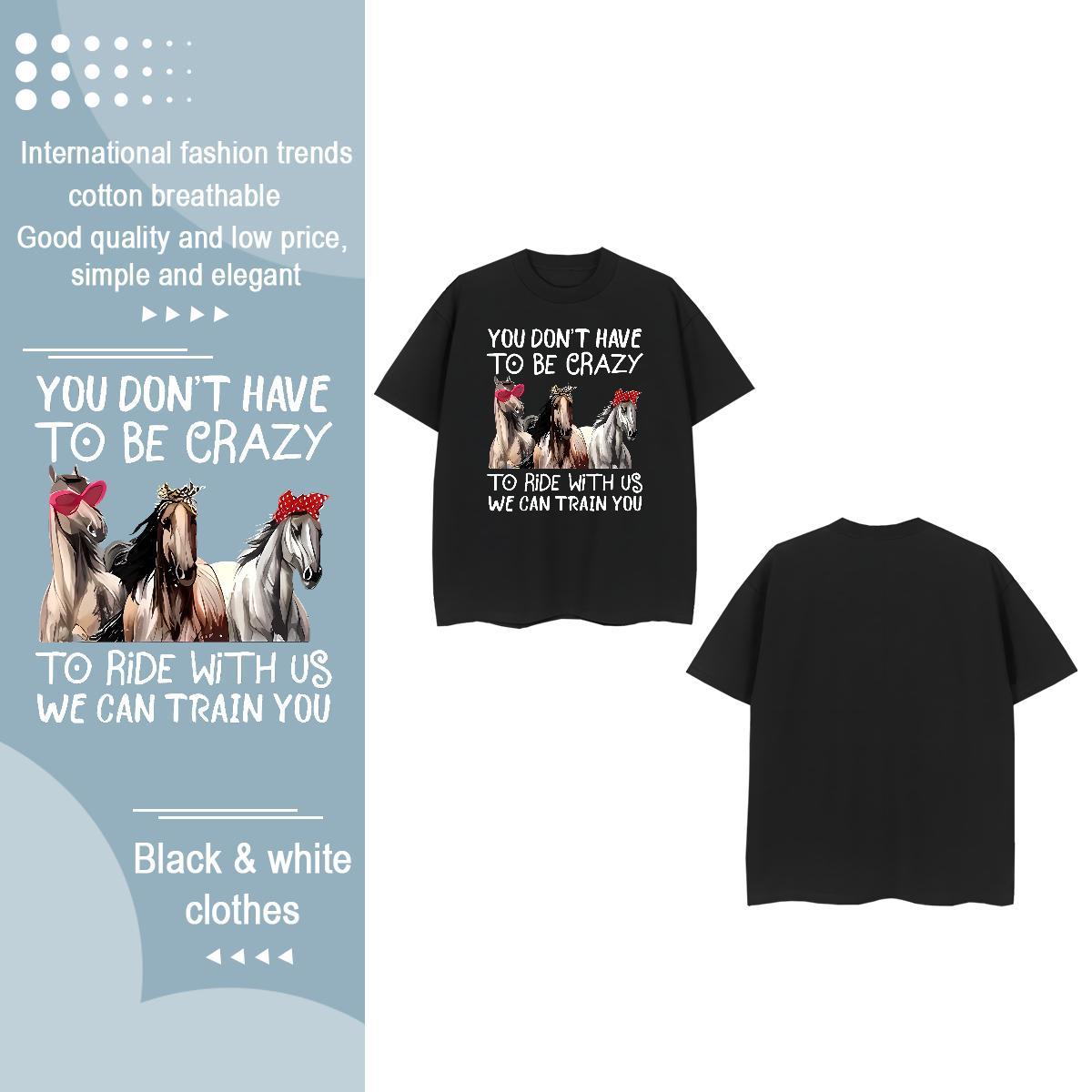 2024 Designer T shirt Breathable Short Sleeve 230g Pure Cotton Women Tshirts Anime Oversized horse Daily Wear Nice Tops