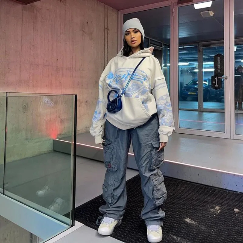 Y2K Sweatshirt Korean Aesthetic Fairycore Long Sleeve Hoodie Fashion High Street Casual Pullover Men Clothing Women Jacket 240809