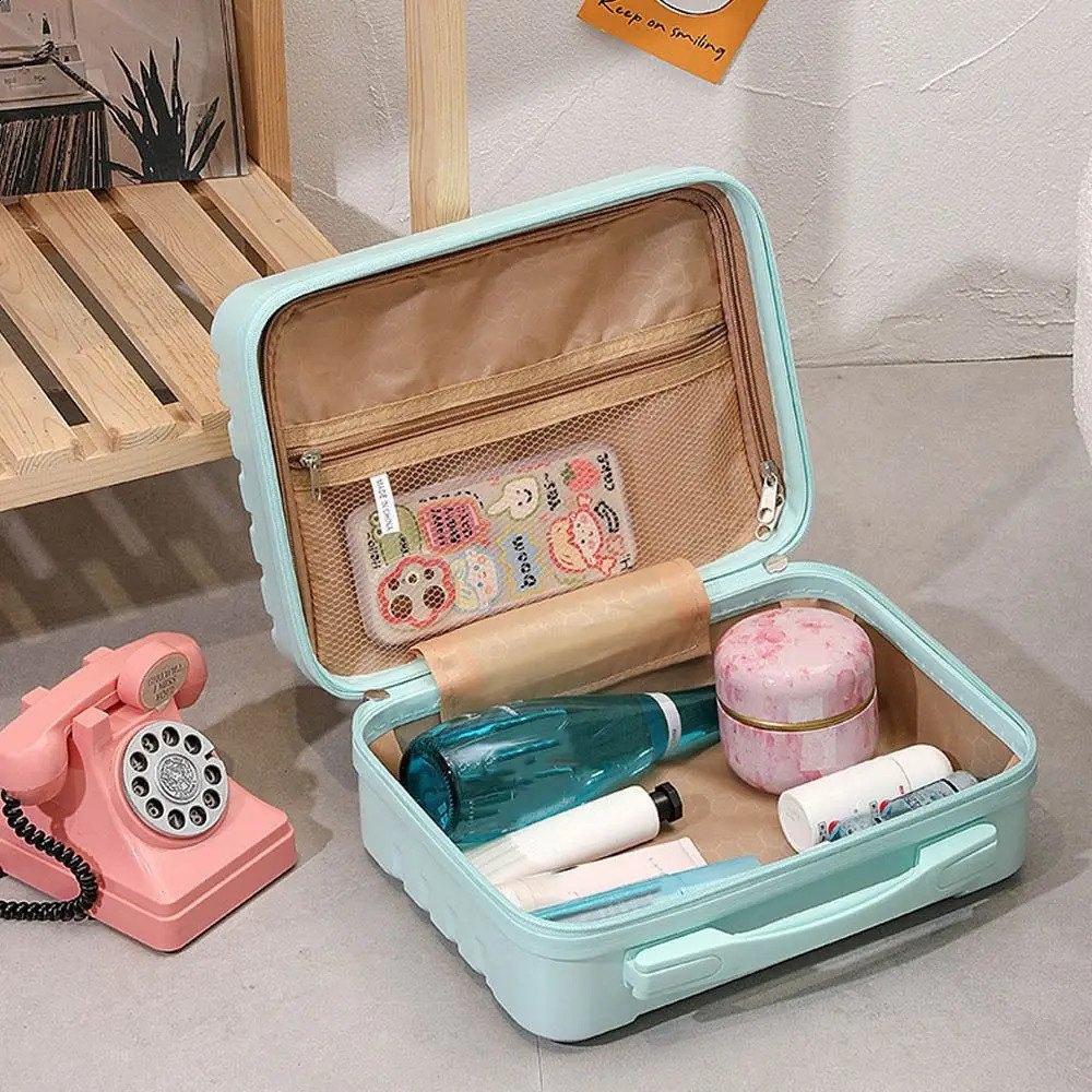 Lightweight Mini Travel Suitcase Cosmetic Box Waterproof Hand Luggage Organizer Makeup Case Portable Small Boarding Case 14 inch 240821