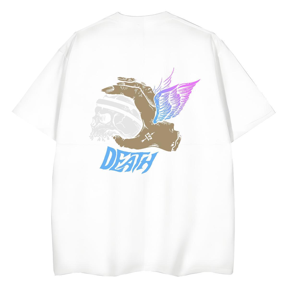 2024 DIY T-Shirts 230g Cotton Crew Neck Breathable Hip Hop Street skull Lady T shirt Female Cartoon Floral Printing Top Shirts