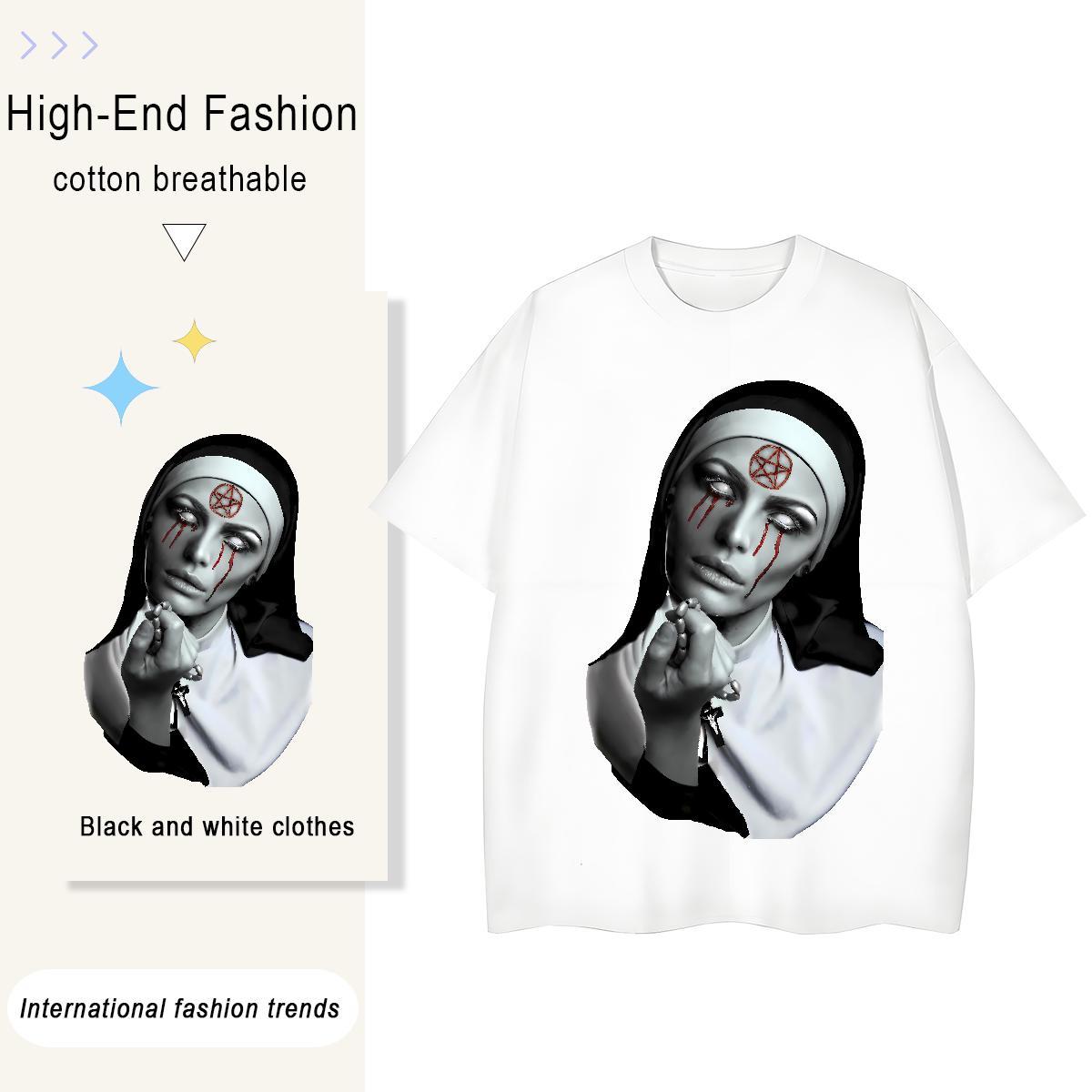 Female Woman Tshirt 230g 100% Cotton nun Casual Beach Womens T Shirts Round Neck Short Sleeve Oversized L-4XL Tops