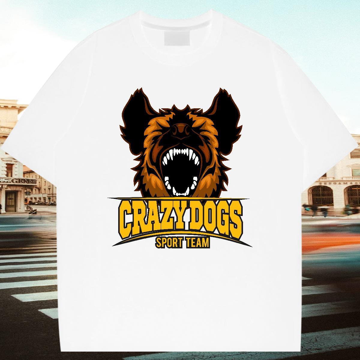 Unisex Men Tshirts Sports Casual 230g Cotton Oversized Pure Cotton crazy dog T shirt Wholesale Clothes