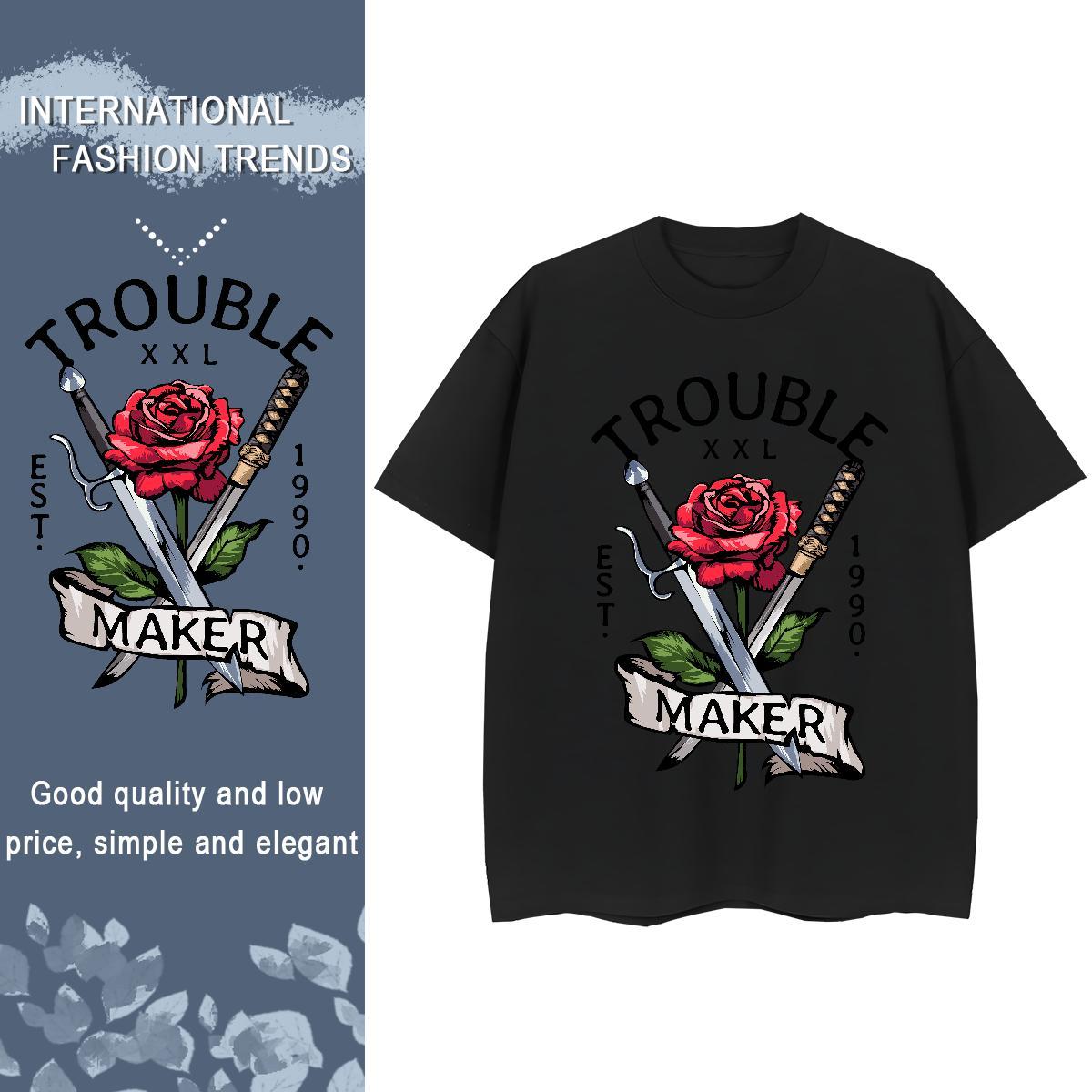 DIY T shirt Crew Neck 230g Cotton Couples T Shirts Custom Print Oversized rose Casual Sport Unisex Tops