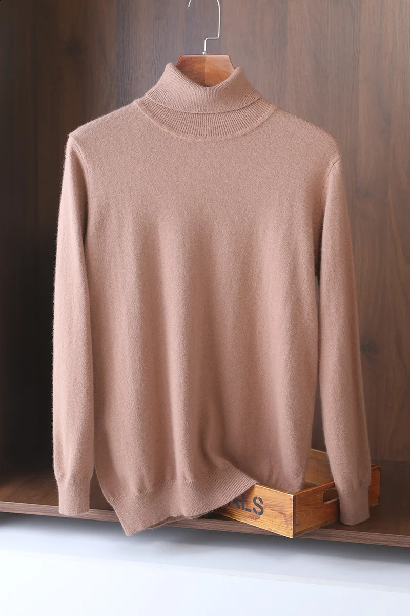 Spring and Autumn Turtle Neck Mens Knitted Sweater Comfortable Loose High End Fully Matched Skydiving Top 240821