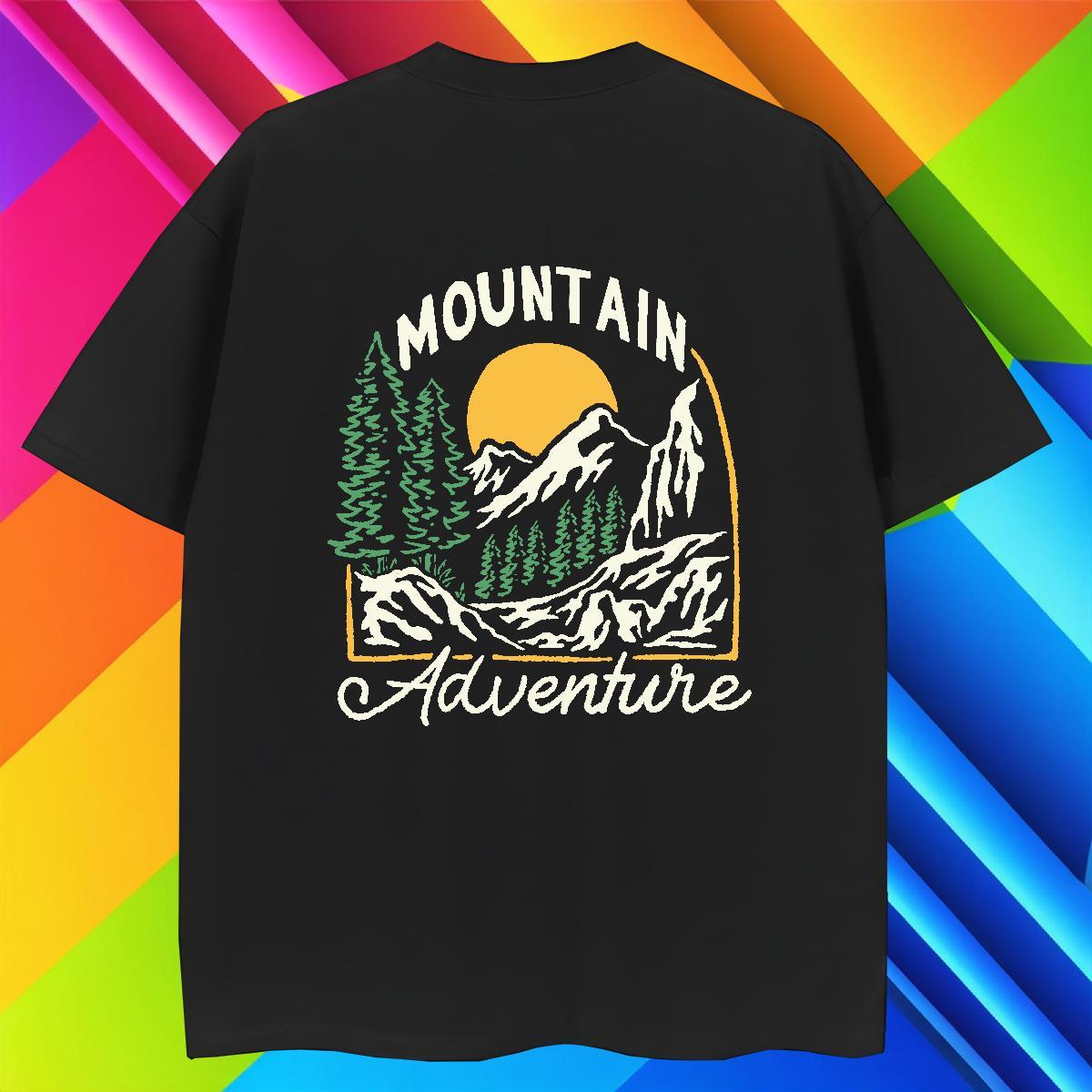 Wholesale Mens Tshirts Street Casual 230g 100% Cotton Plus Size Cartoon Short Sleeve O-Neck mountains T-Shirts Customized Tops Shirt