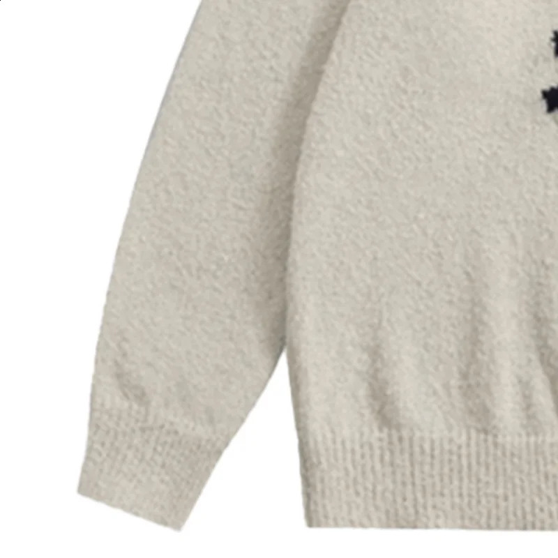 WOMEN Cute Cat Pattern Knitted Sweater CasualWarm Stretchy Crew Neck Pullover for Fall and Winter 240821