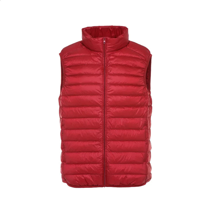 Autumn and Winter Mens Premium Lightweight Jacket Tank Top Lined Stand Collar Short Warm 240822