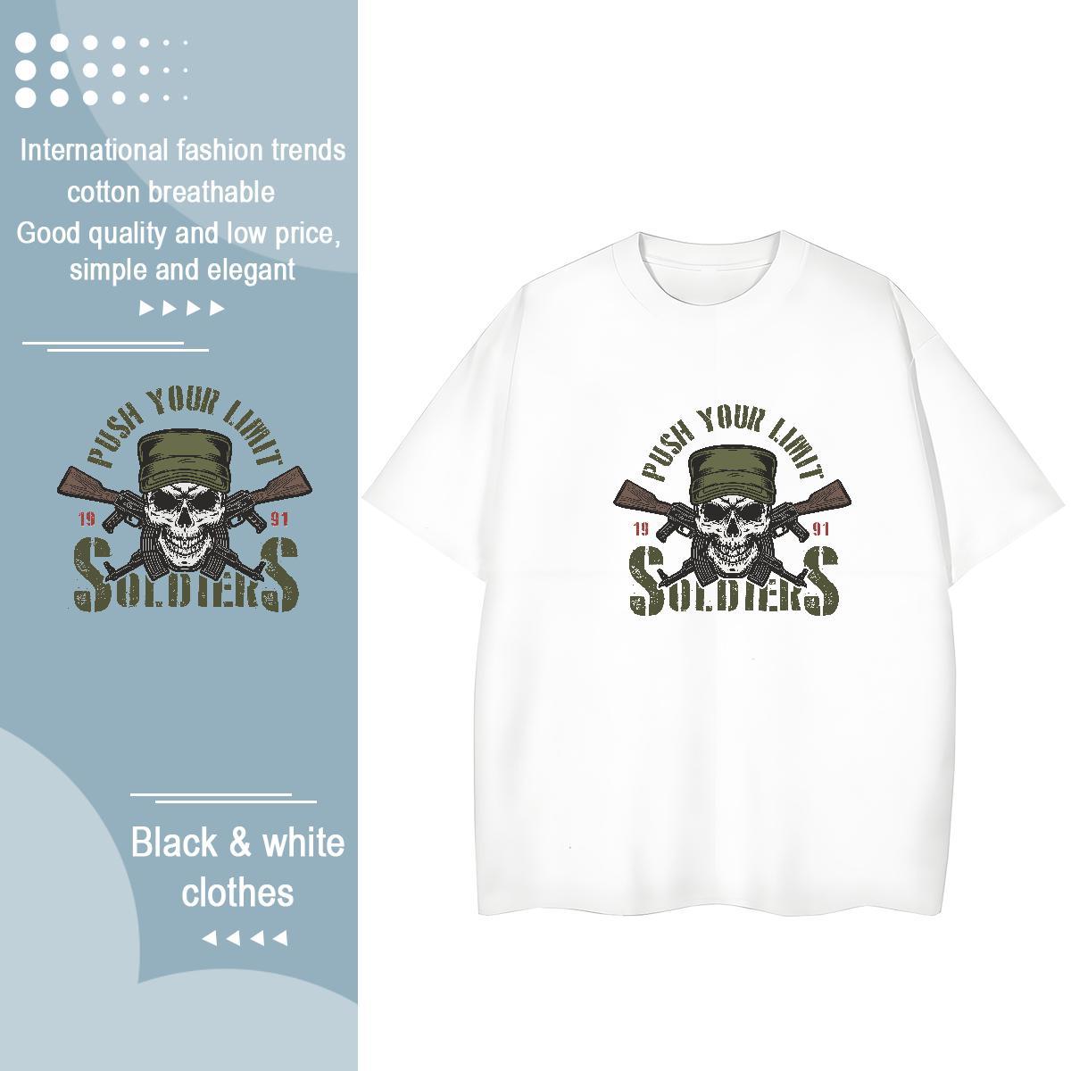 2024 Designer Womens T Shirts 230g Cotton O Neck Short Sleeves Street Casual skull Lady T shirt Free Shipping Black Oversized Clothes
