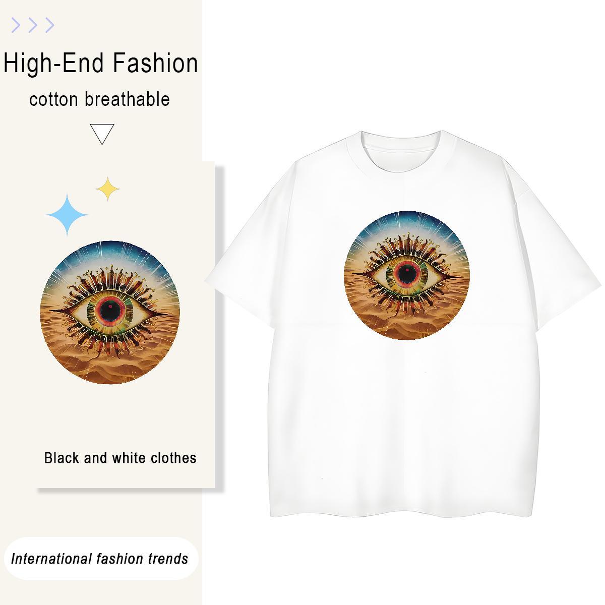 Casual New Womens T Shirts 230g Cotton Comfortable Casual Sport eyes Lady T shirt Popular Plus Size Cartoon Tops Shirt