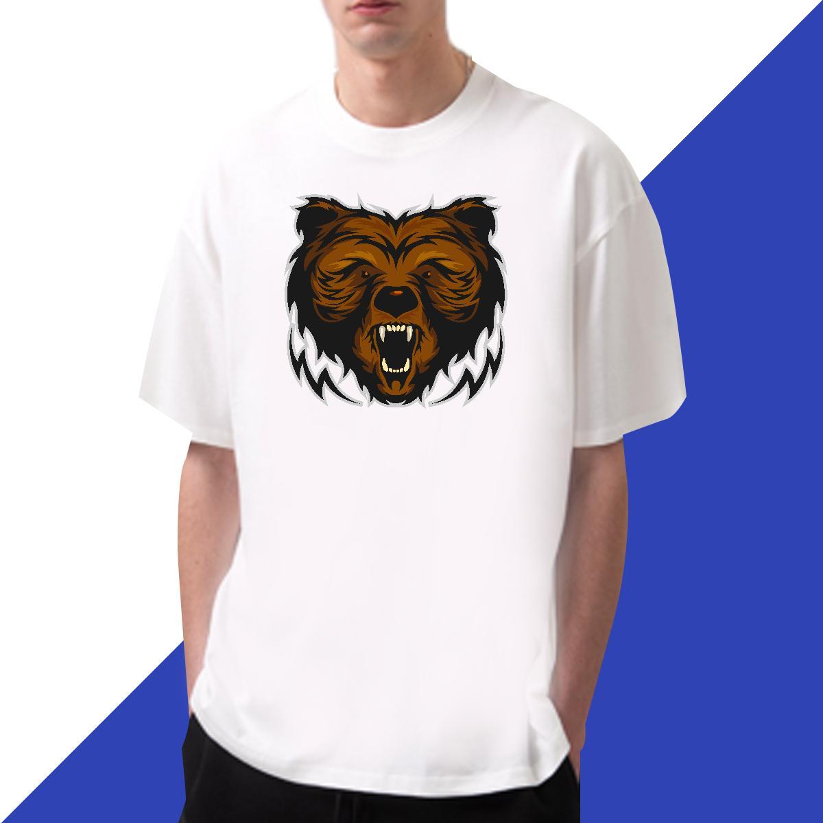 TOP Quality Tshirt for Man Woman Casual Beach 230g 100% Cotton White Plus Size Breathable Crew Neck bear T shirt Wholesale Clothings