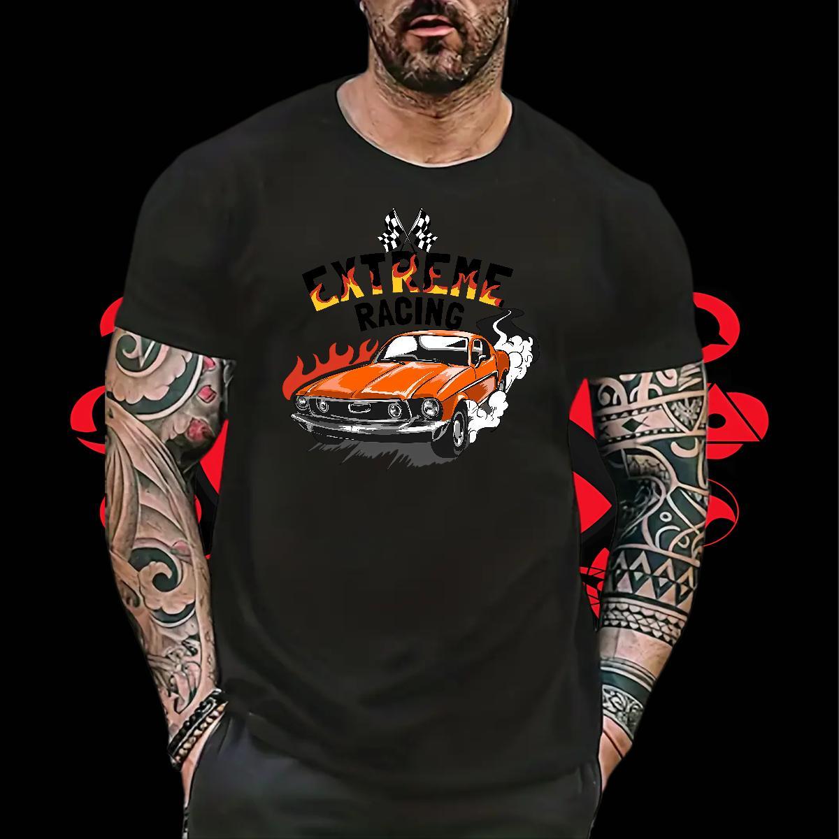 Cool Mens Tshirts High Street Hip Hop 230g 100% Cotton Oversized 3XL 4XL Breathable car T-Shirts Fashion Design Tee Shirt