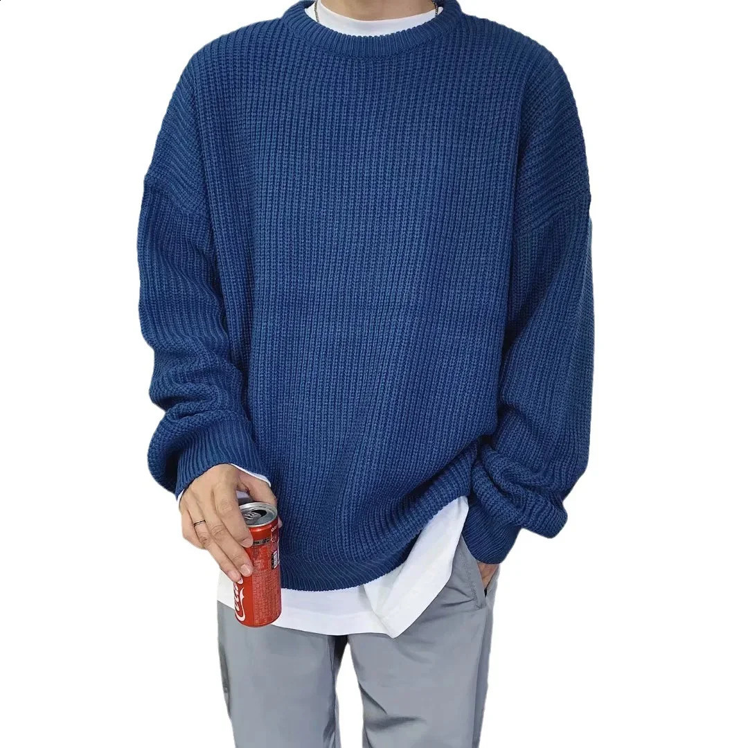 Autumn Mens Loose Knitted Sweater Y2K Street Hip Hop Jumper 240821