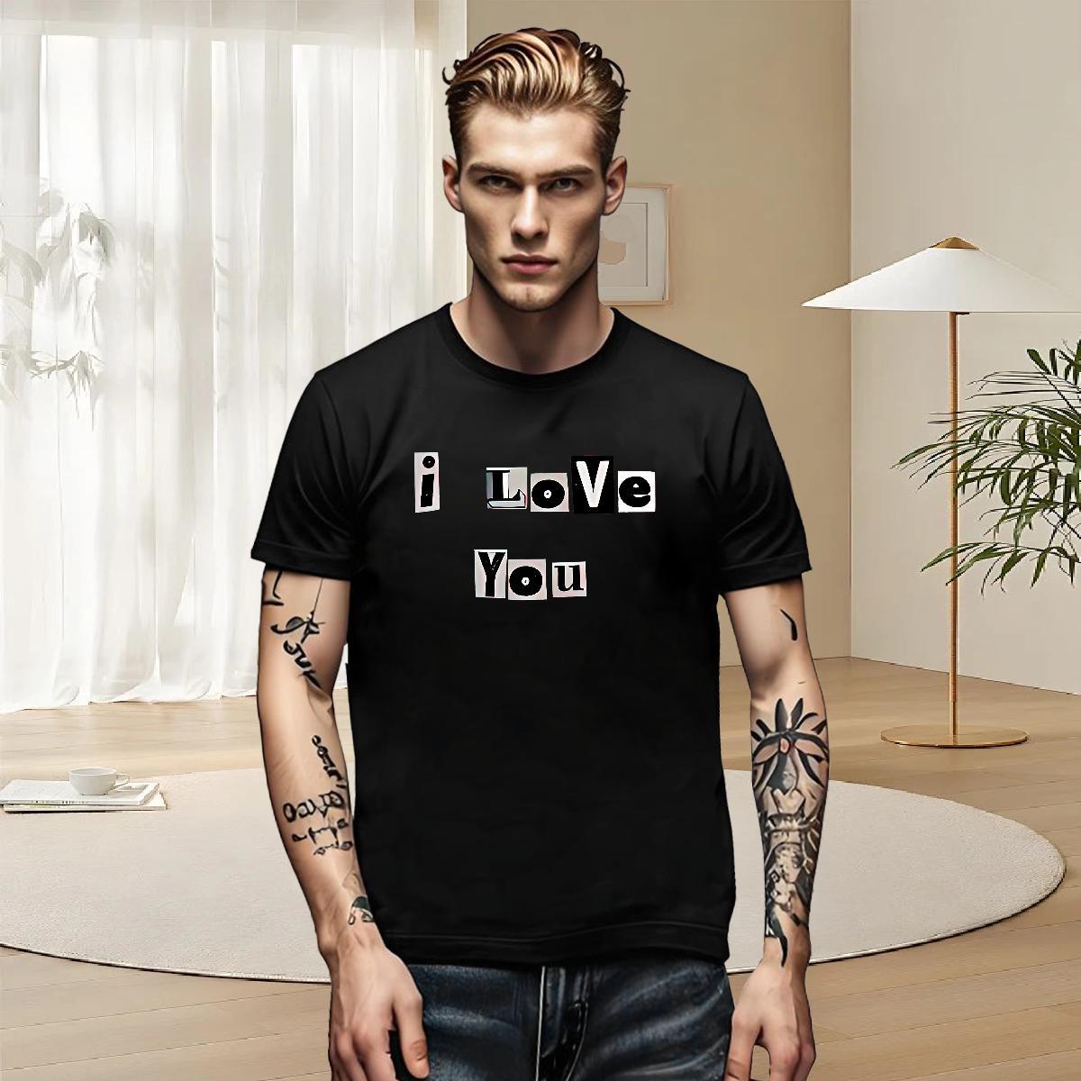 Cool Men Tshirts Hip Hop Street 230g Pure Cotton Floral Print Breathable Crew Neck letter T-Shirts for Men 2024 DIY Tops Shirt