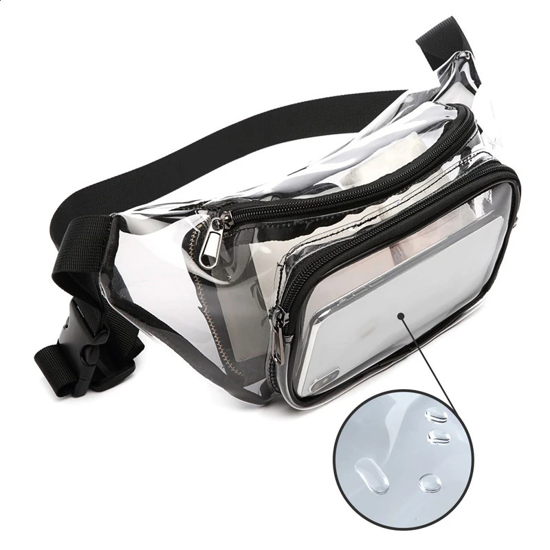 Womens PVC Belt Bag Fanny Pack Hip Bum Transparent Chest Beach Travel Banana Zipper Running 240821