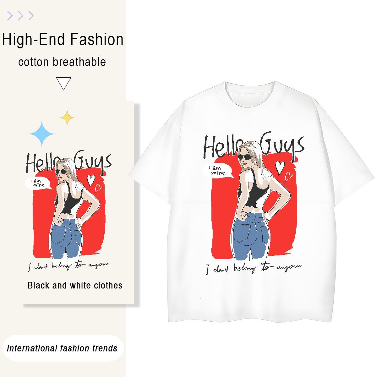 New T-Shirts 100% Cotton 230g Breathable Soft Sport character Woman Tshirt 5A Customized Wear