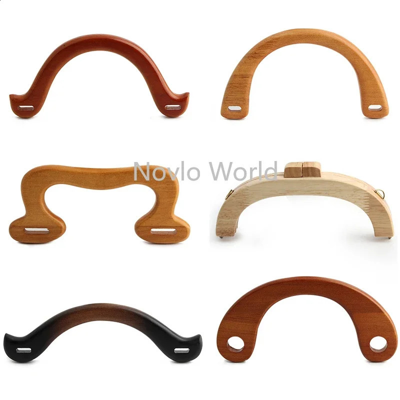 1-2-10 pieces of solid wood bags with various shapes handle replacement DIY handbag wallet woven bag classic accessories 240821
