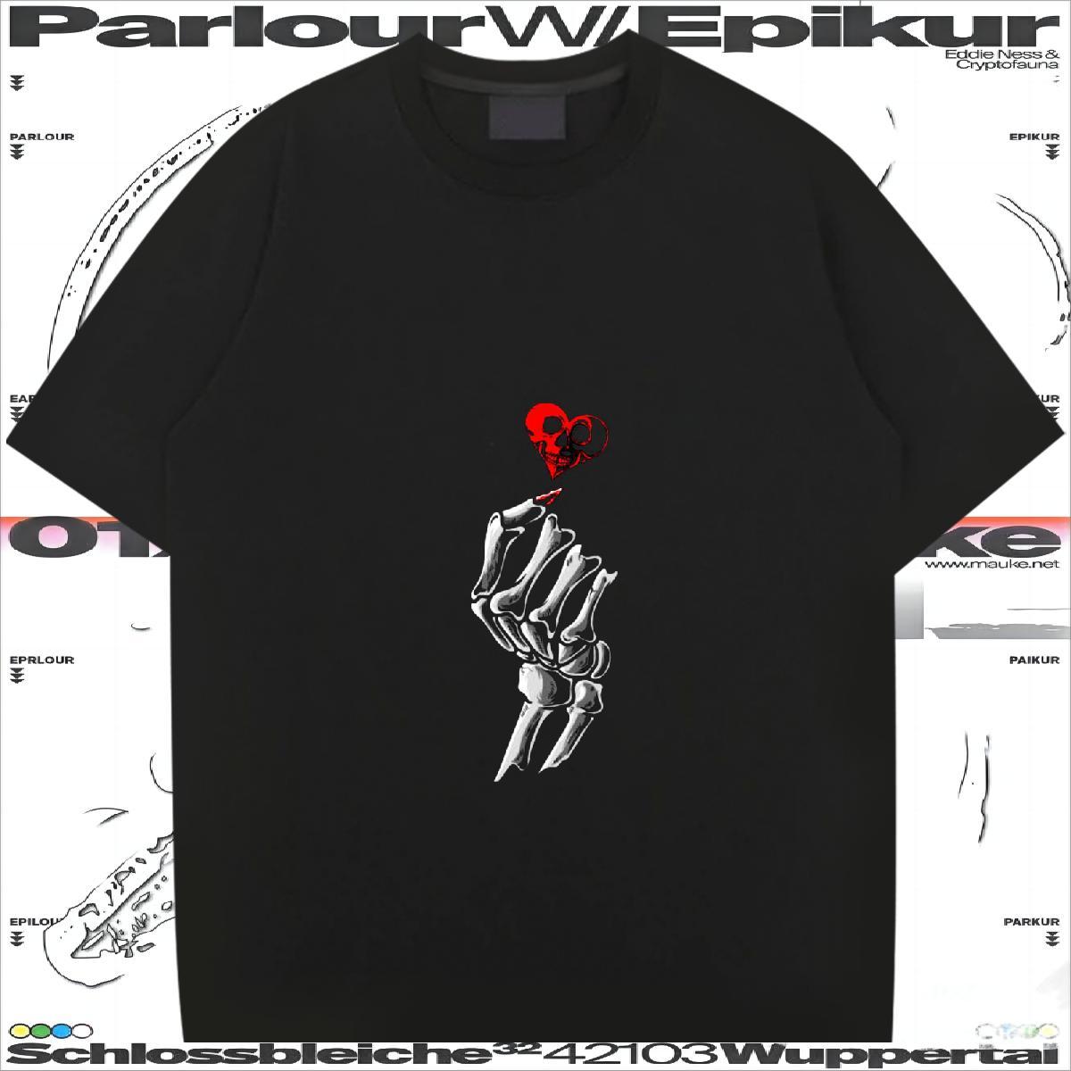 Popular T-Shirts for Men 230g Pure Cotton skull Hip Hop Street Anime Round Neck Short Sleeve Tshirts DIY Customized Tops Shirt