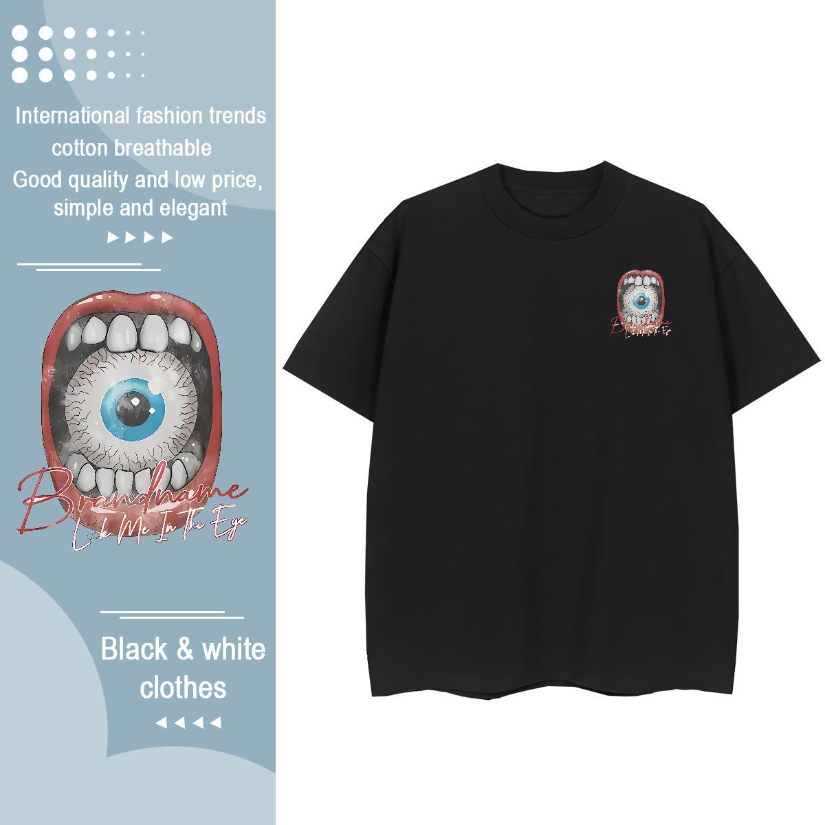 Fashion New T-Shirts for Women 230g Cotton Breathable Sports Street Wear eyeball Couples T Shirts Designer Anime Tops Shirt