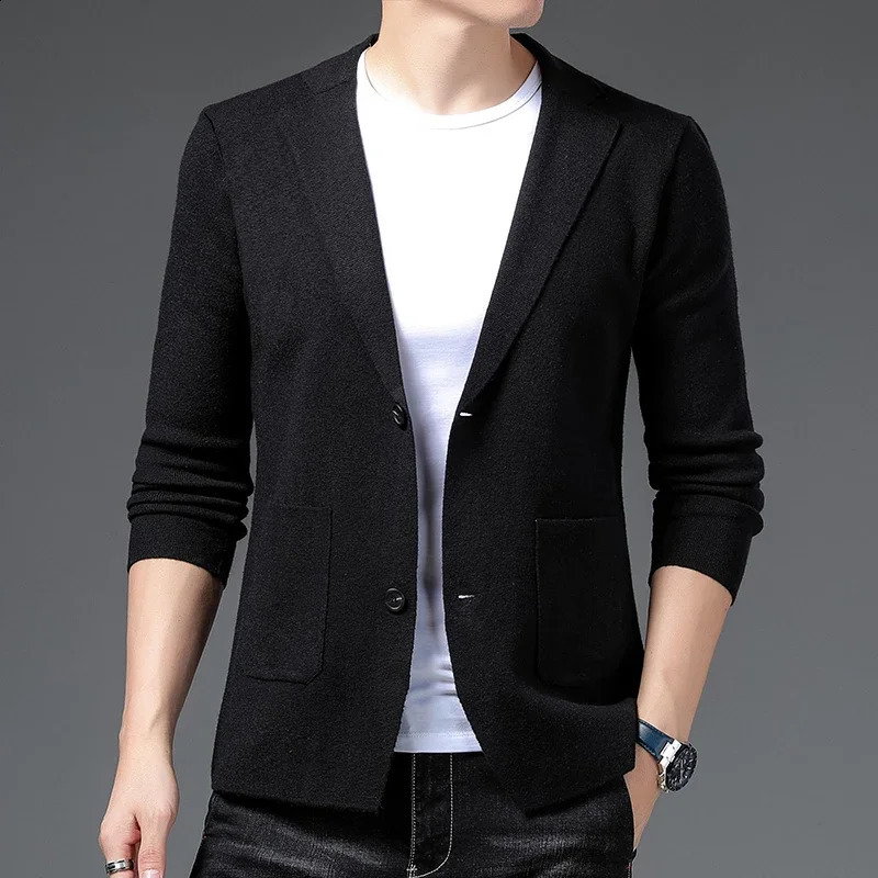 Mens knitted cardigan buttonless casual comfortable mens outerwear jacket top 240821