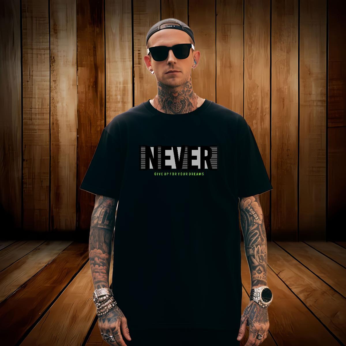 Popular never T shirt Street Mens Tshirts 100% Cotton 230g Fashion Pure Cotton Plus Size Cartoon Clothings