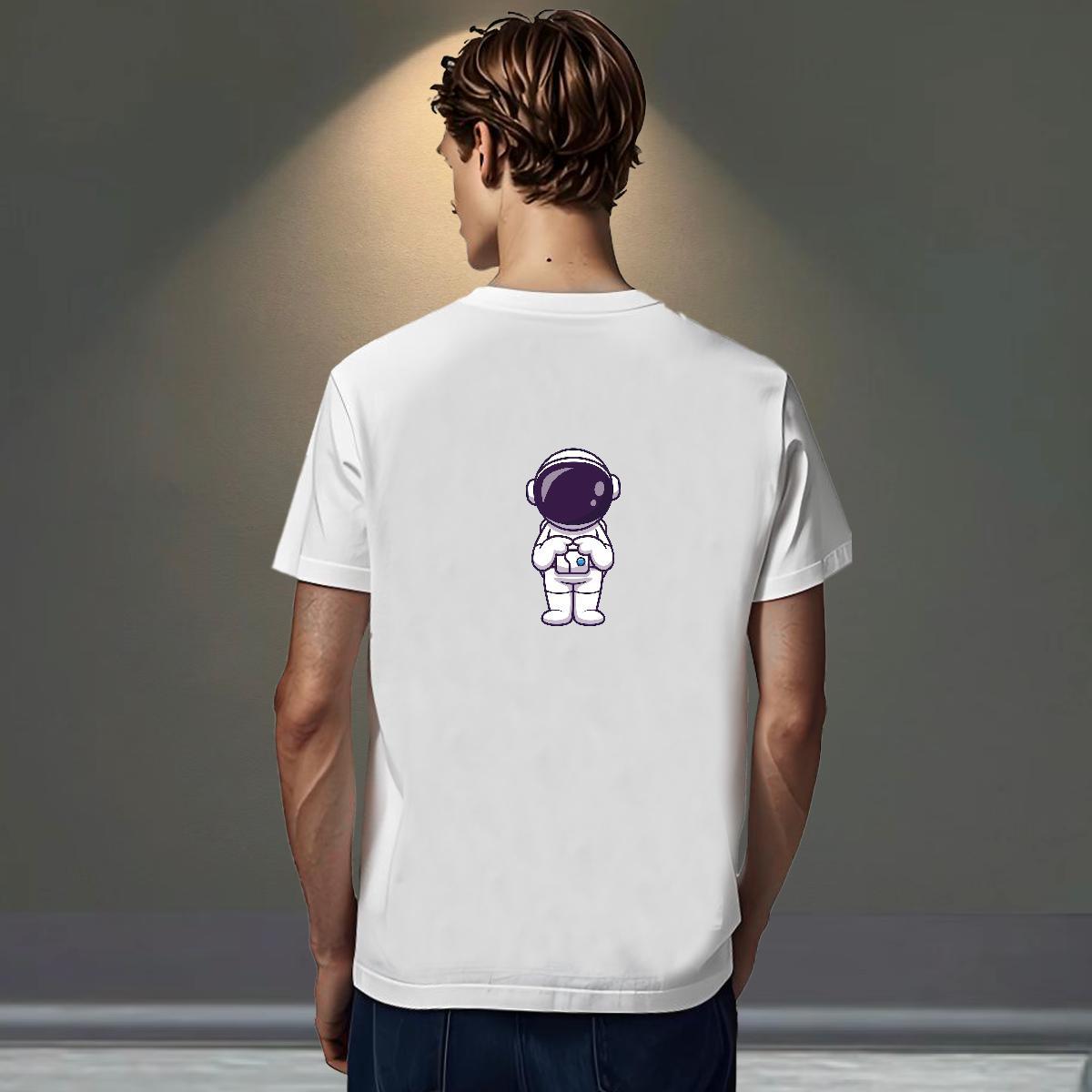 High Quality Couples T Shirts Hip Hop 230g Pure Cotton Custom Print Oversized Crew Neck spaceman Mens T Shirts Brand Polos