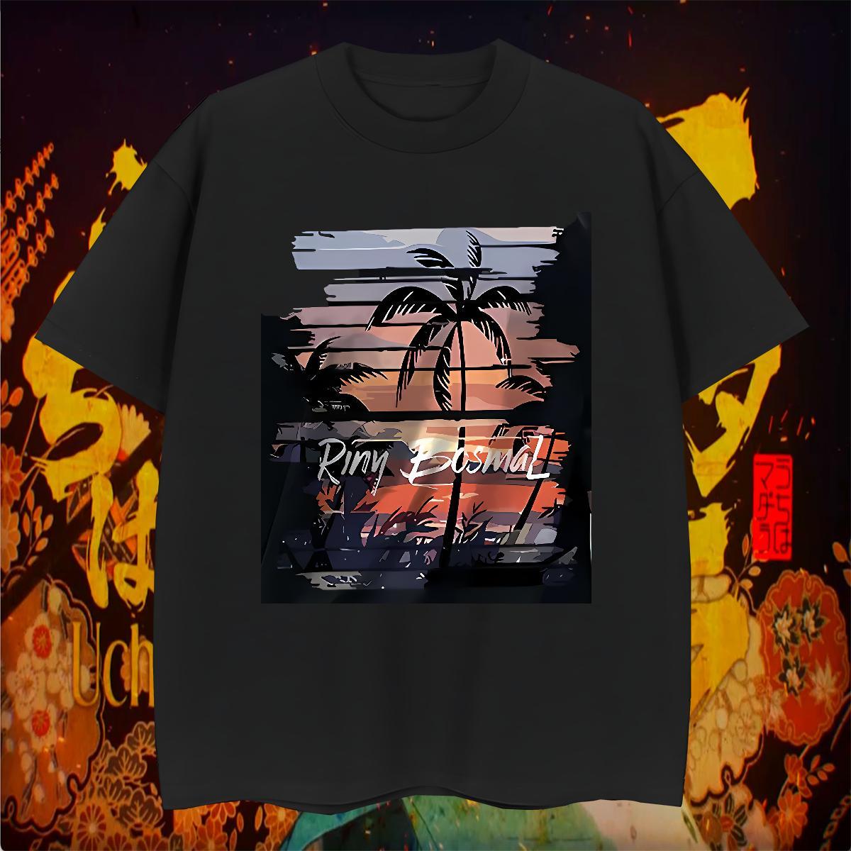 2024 Designer Anime Printing Street Men Tops Tees scenery Breathable Short Sleeve 230g 100% Cotton Men T Shirts Brand Plus Size Cartoon Top Tees