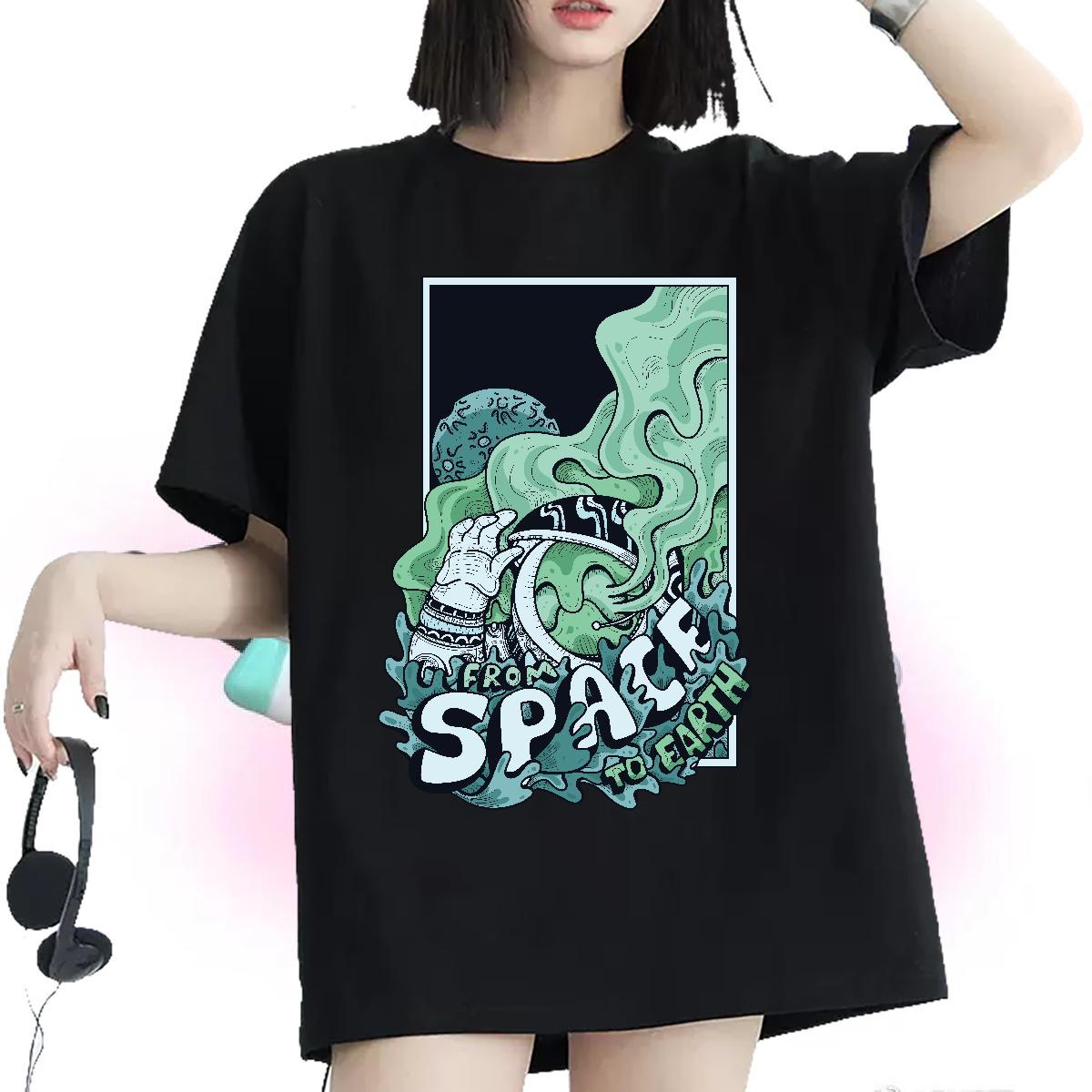 Lady Couples T Shirts 230g Cotton universe Home Outdoor T shirt Breathable Crew Neck Cartoon Anime Top Tees
