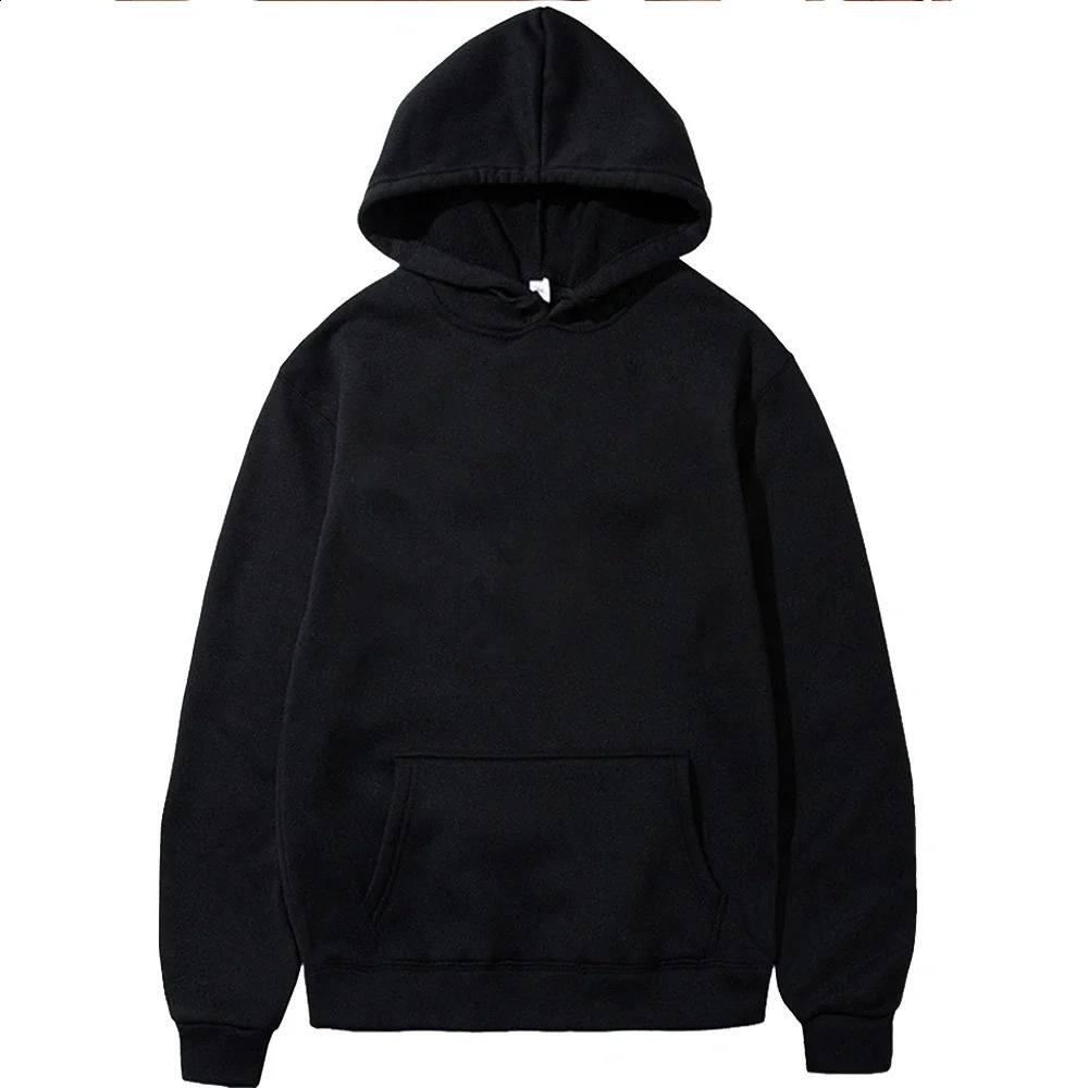 Mens classic black hooded sweater long sleeved casual sportswear 240822