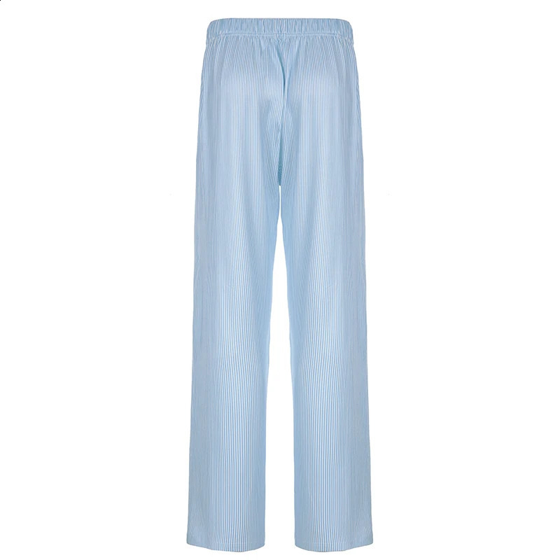 IAMTY Elastic Applique Wide Leg Pants Blue Casual Basic Loose Sweatpants Jogging Casual Basic Trousers Y2K Aesthetic Bottoms 240821