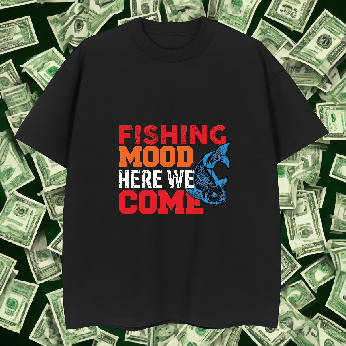 Comfortable Men Tops Tees Hip Hop Street 100% Cotton 230g Black Oversized Breathable Short Sleeve fish T shirt DIY Customized Tshirts