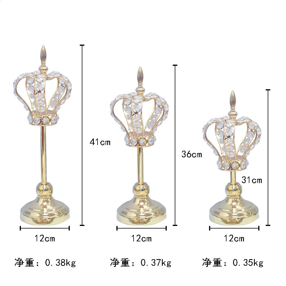 European Crown Crystal Candlestick Decoration Wedding Candlestick Christmas Candlestick Metal Home Decoration Iron Candlestick 240821