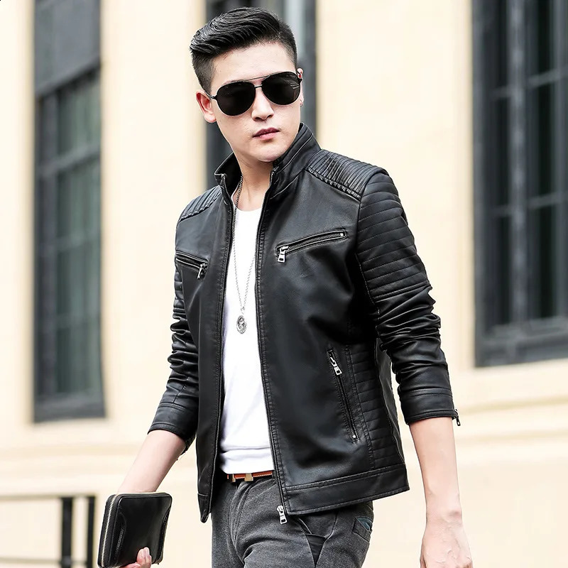 Mens casual PU Leather Jackets male spring Autumn Winter Casual Motorcycle Jacket For Men Windbreaker Biker leather Jackets 240822