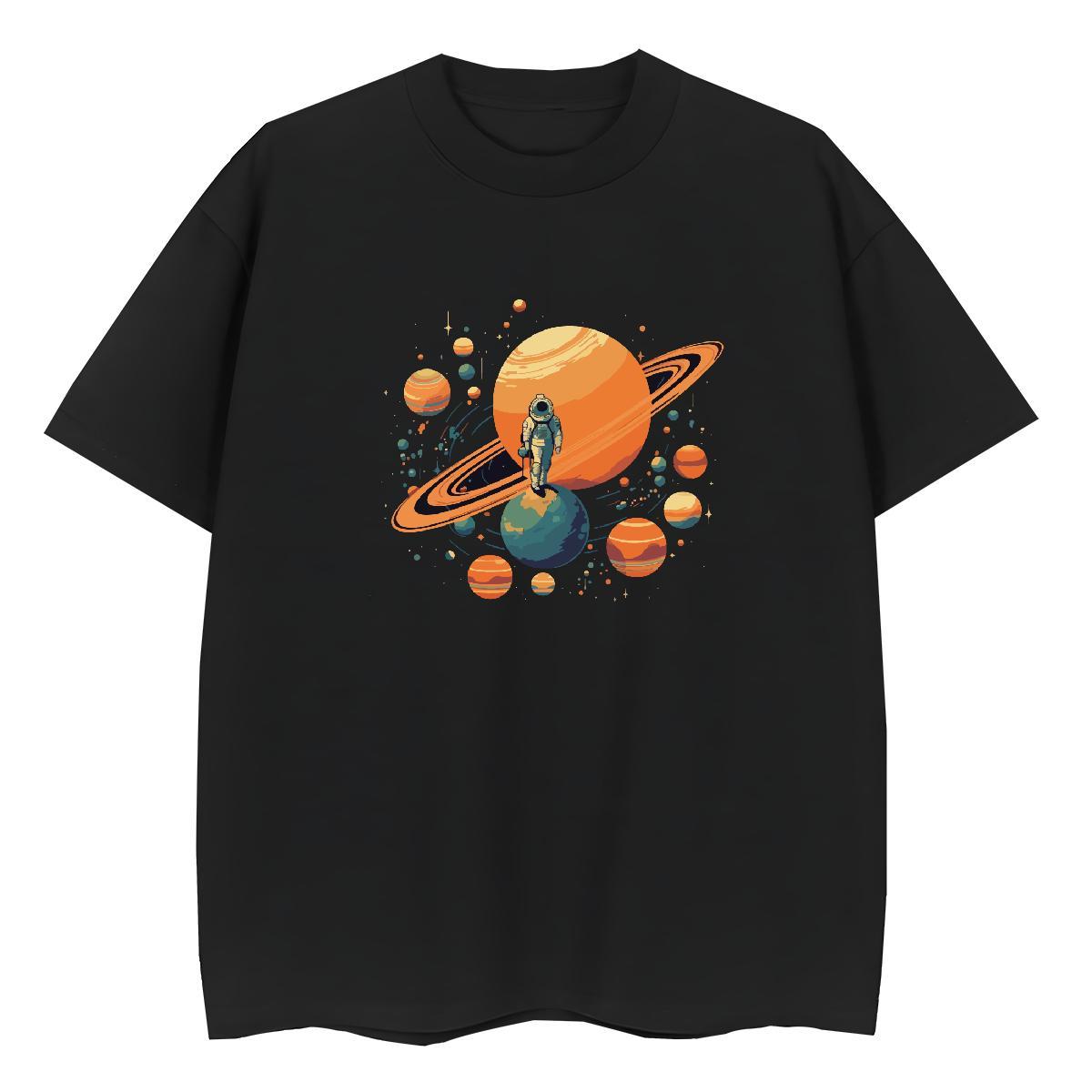 Soft Womens Tshirts 230g Cotton universe Casual Daily Wear Womens T Shirts Breathable Soft Black Oversized Tee Shirt