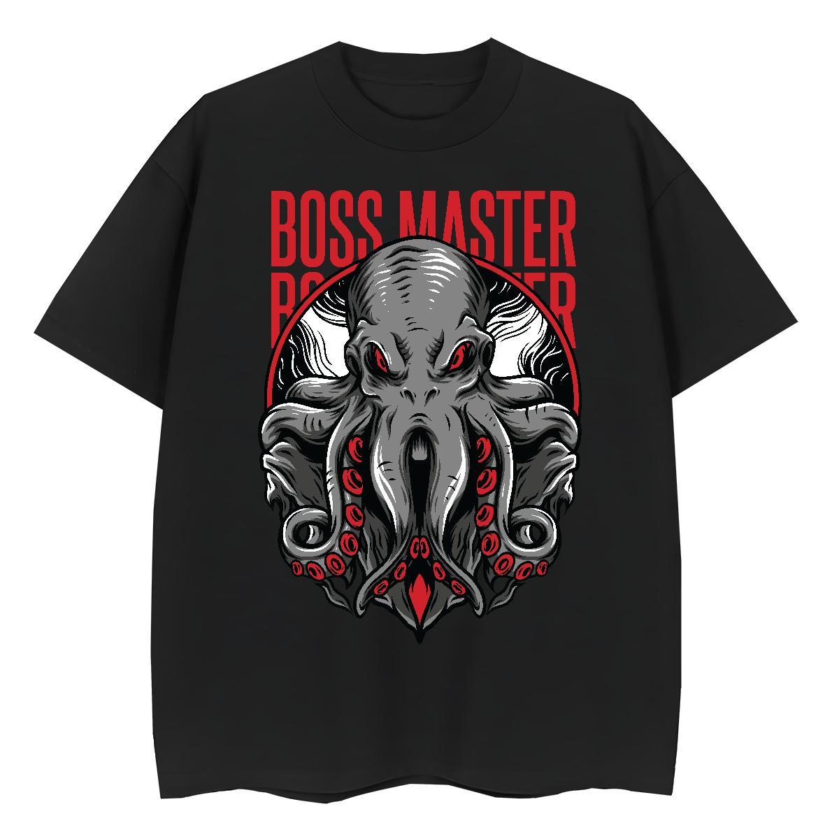 Popular Men Tshirts Beach 230g Pure Cotton Black White Crew Neck Breathable Terror octopus Mens T Shirts 2024 Tops Shirt