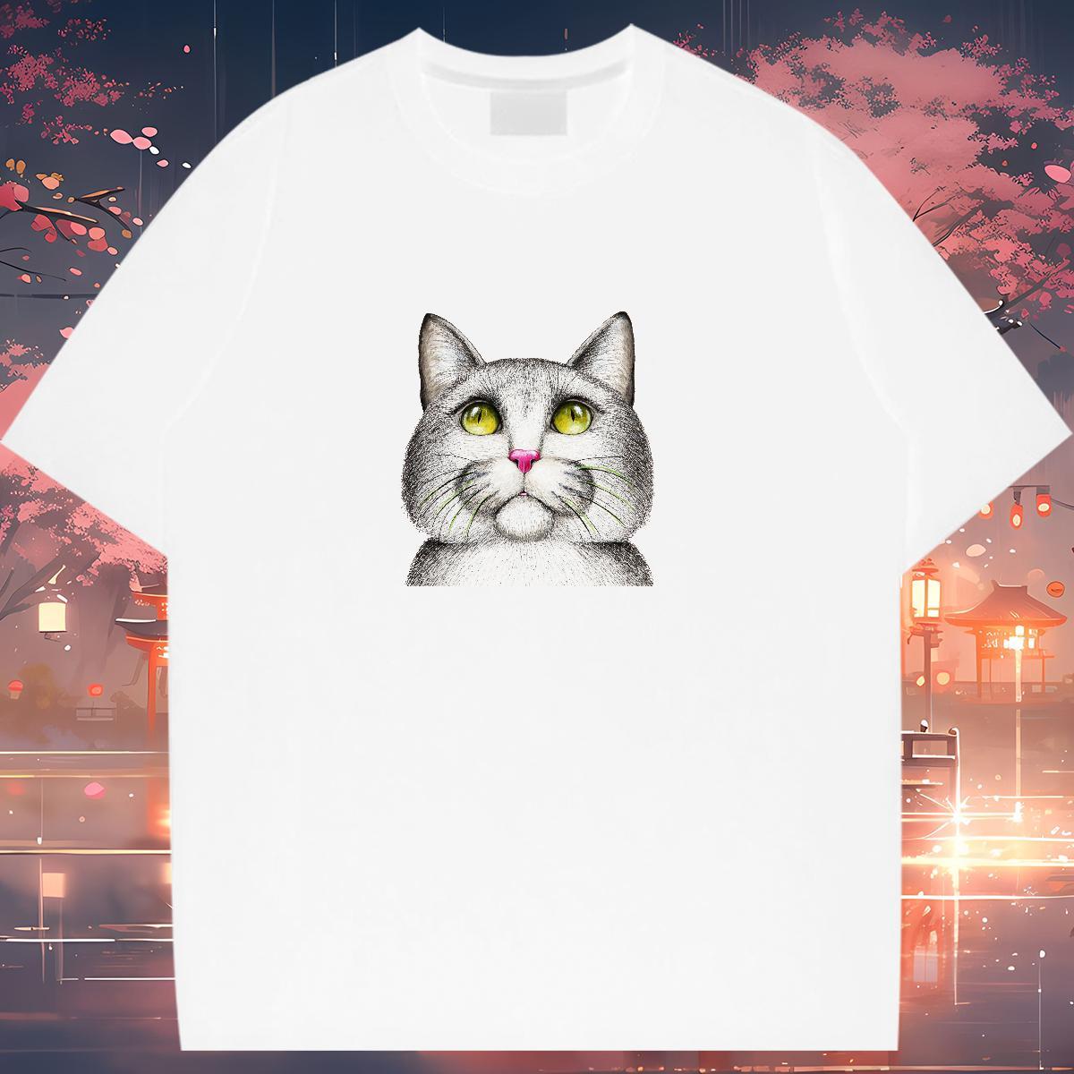 New T-Shirts Crew Neck Breathable 230g 100% Cotton Unisex Tshirts Customized cat Casual Sport Designer Nice Tops Shirt