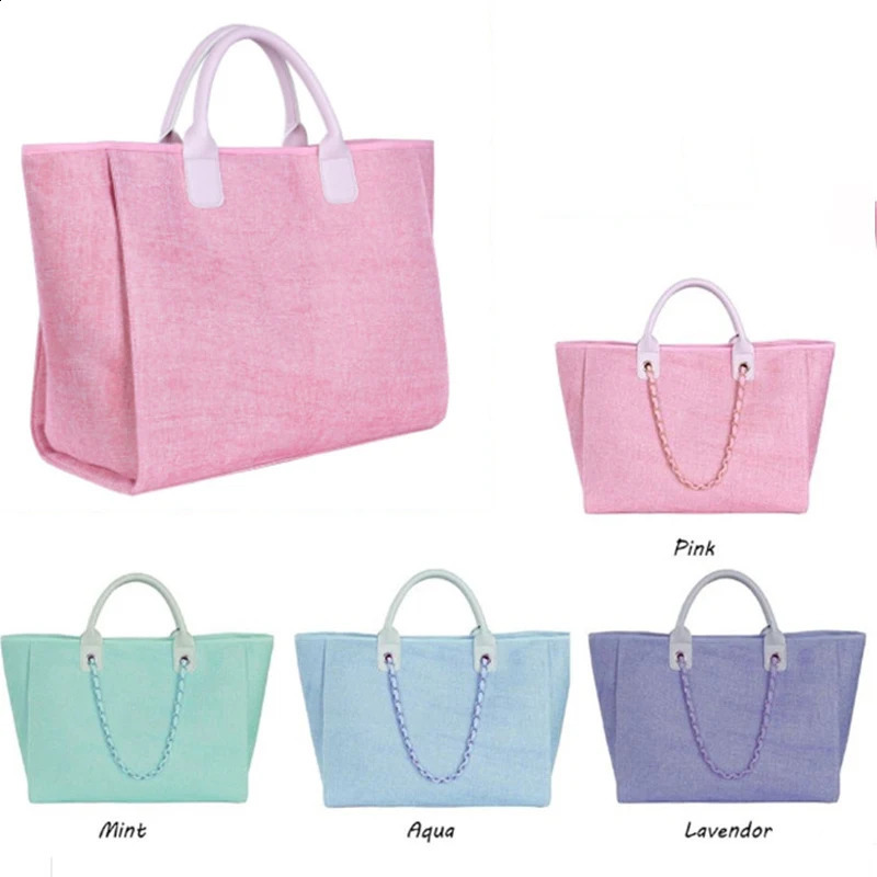 Fashion Candy Color Large Tote Bag Women Shoulder Bags Canvas Handbags Casual Simple Summer Beach Big Shopper Purse 240821